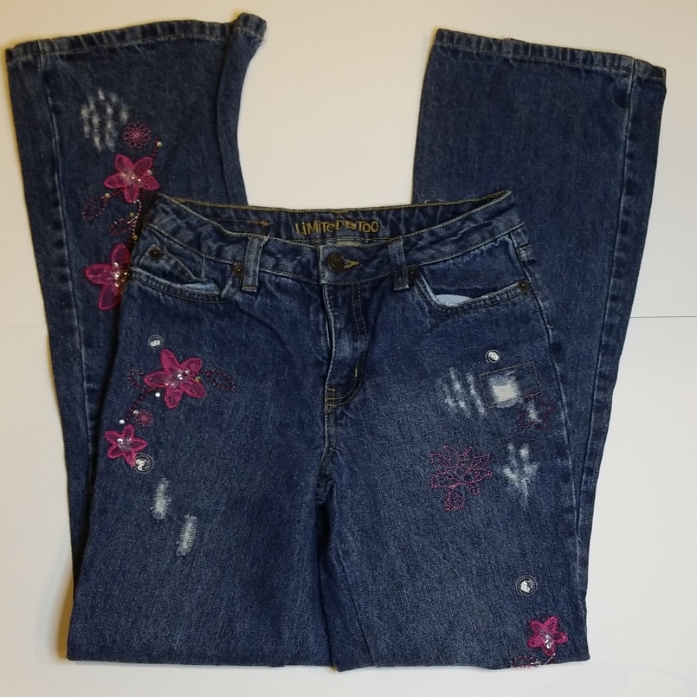 Limited Too Distressed Decorative Jeans Size 14